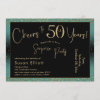 Cheers to 50 Years Surprise Birthday Teal and Gold