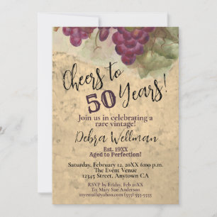 Cheers to 50 Years, Vintage Wine Themed Birthday Invitation