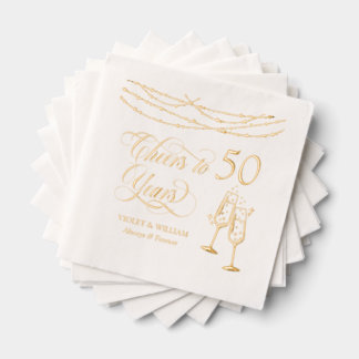 Cheers to 50 Years Wedding Anniversary Party Foil Napkins