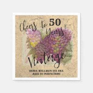 Cheers to 50 Years Wine Birthday Vineyard Grapes Napkin