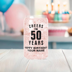 Cheers to 50th Birthday personalised Can Glass