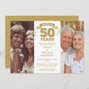 Cheers To 50th Wedding Anniversary 2 Photo Invitation