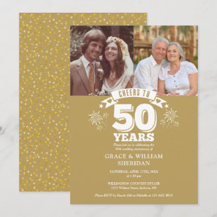 Cheers To 50th Wedding Anniversary 2 Photo Invitation