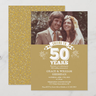 Cheers To 50th Wedding Anniversary Photo Invitation