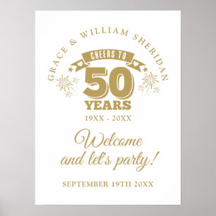 Cheers To 50th Wedding Anniversary Welcome Sign