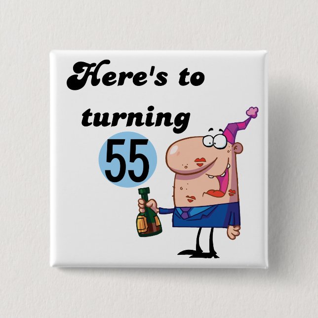 Cheers to 55 Birthday T-shirts and Gifts 15 Cm Square Badge (Front)