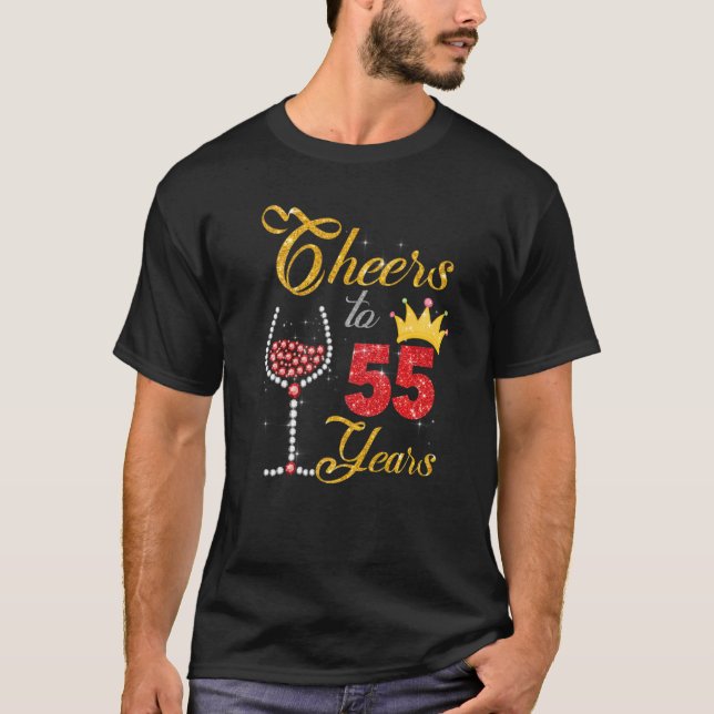Cheers to 55 Years 1967 55th Birthday Wine Diamond T-Shirt (Front)