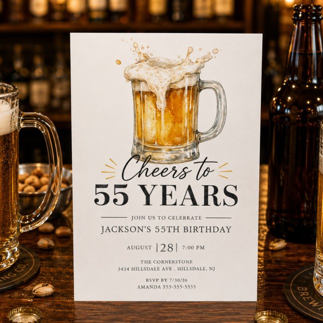 Cheers to 55 Years Birthday Invitation (Creator Uploaded)