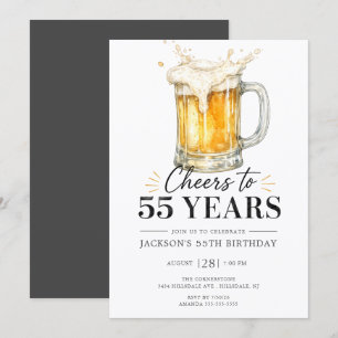 Cheers to 55 Years Birthday Invitation