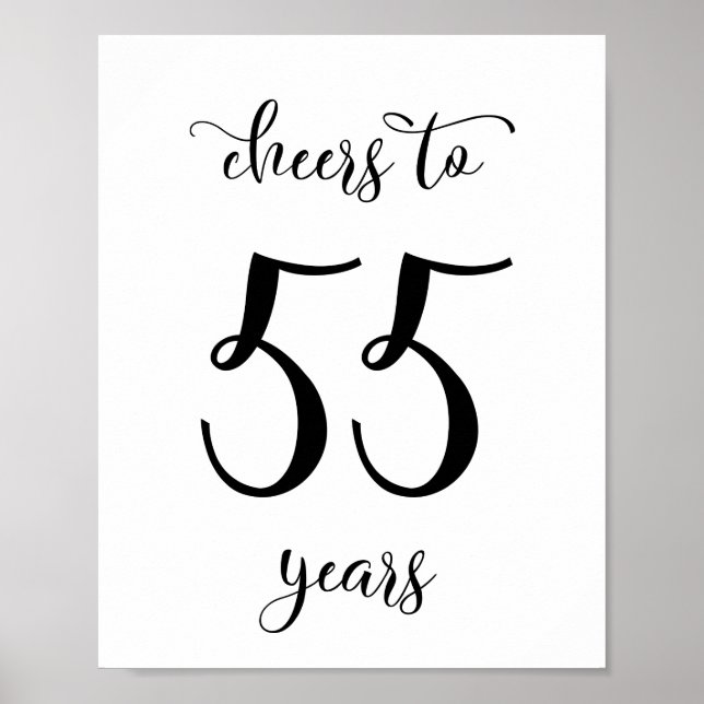 Cheers to 55 years birthday sign (Front)