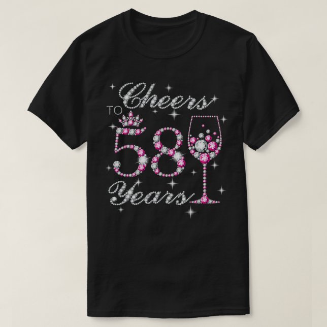 Cheers to 58 Years 58th Birthday Outfit, Born in 1 T-Shirt (Design Front)