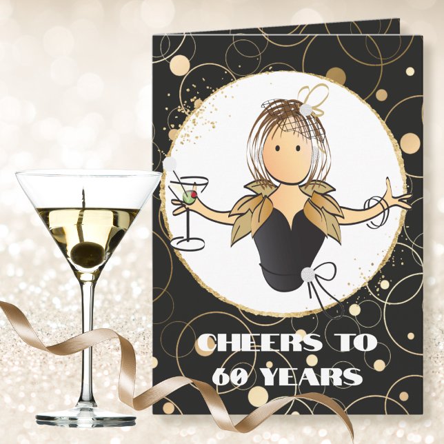 Cheers to 60 Bold Glam Woman Cartoon 60th Birthday Card (Creator Uploaded)