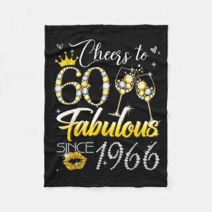 Cheers to 60 fabulous since 1966 60th birthday fleece blanket