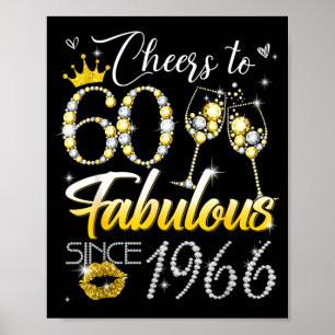 Cheers to 60 Fabulous Since 1966 60th Birthday Poster