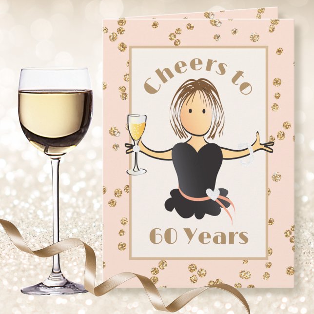 Cheers to 60 for Her Glitter 60th Birthday  Card (Creator Uploaded)