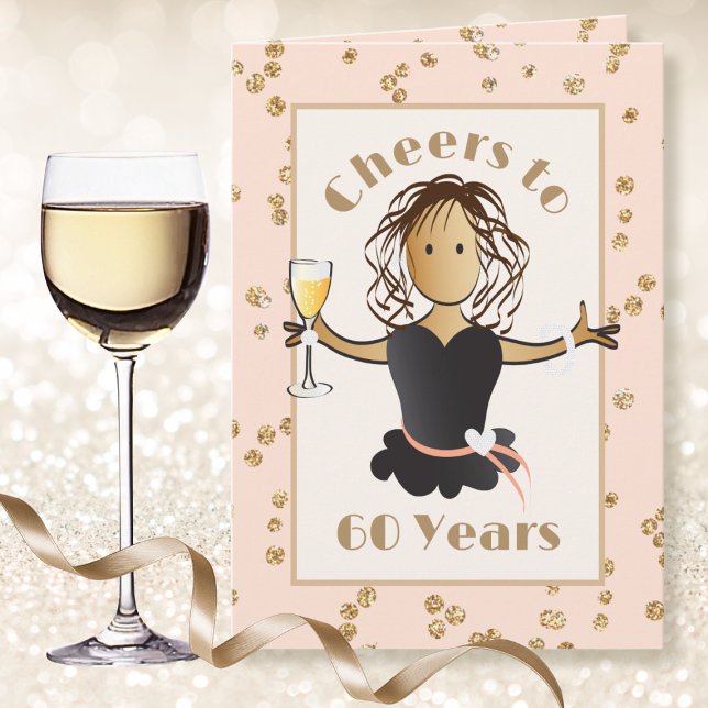 Cheers to 60 for Her Glitter Glam Birthday      Card (Creator Uploaded)