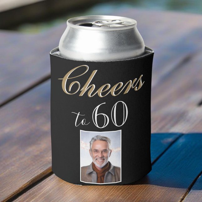 Cheers to 60 Photo 60th Birthday Ca Can Cooler (Creator Uploaded)