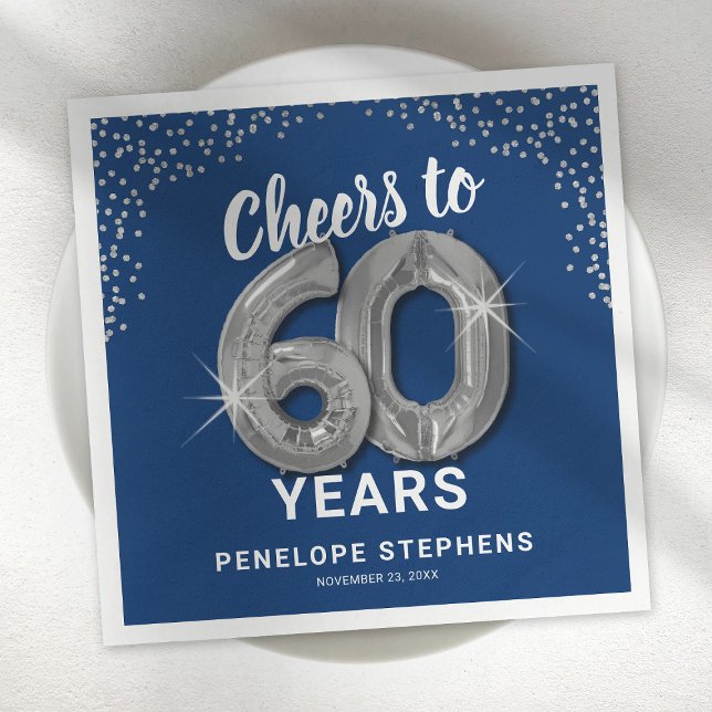 Cheers to 60 Years Adult Birthday Napkin (Creator Uploaded)