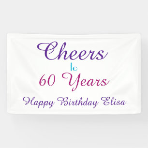 Cheers to 60 Years Birthday Colourful Personalise Banner