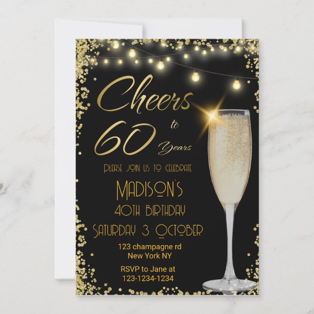 Cheers to 60 years birthday invitation (Front)