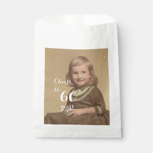 Cheers to 60 Years! Birthday Photo Favour Bags (Front)