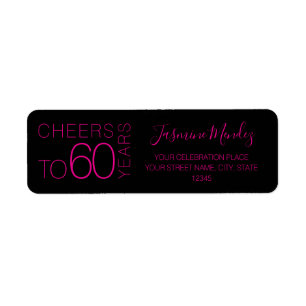 Cheers to 60 years Black Pink Chic Elegant Address