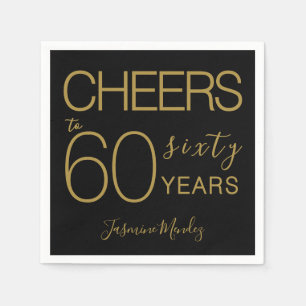 Cheers to 60 years Elegant Black Gold Birthday  Napkin