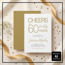 Cheers to 60 years Elegant Gold White Birthday