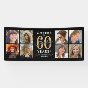 Cheers to 60 Years Gold Photo Birthday Banner