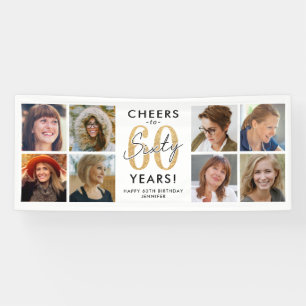Cheers to 60 Years Gold Photo Birthday Banner