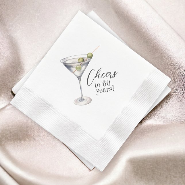 Cheers to 60 Years Martini Cocktail Birthday Party Napkin (Creator Uploaded)