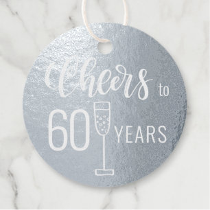 Cheers to 60 years men birthday elegant favour tags