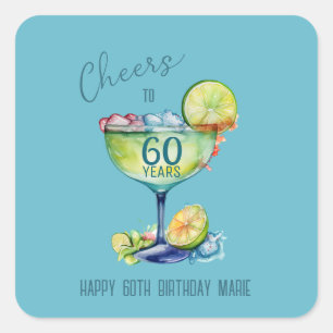 Cheers to 60 Years Milestone Birthday Square Sticker