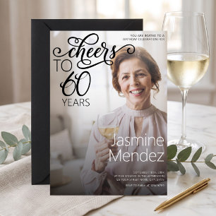 Cheers To 60 Years Photo Overlay Birthday Party  Invitation