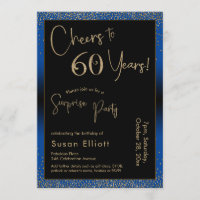 Cheers to 60 Years Surprise Birthday Party Blue