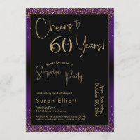 Cheers to 60 Years Surprise Birthday Party, Purple