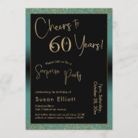 Cheers to 60 Years Surprise Birthday Party, Teal