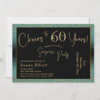Cheers to 60 Years Surprise Birthday Teal and Gold