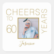 Cheers to 60 years White Gold Photo Elegant