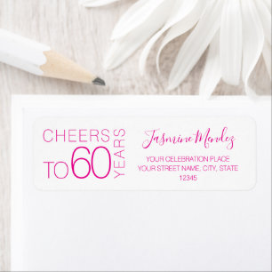 Cheers to 60 years White Pink Chic Elegant Address