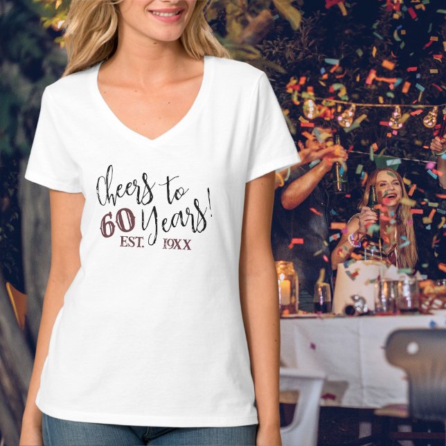 Cheers to 60 Years Women's 60th Birthday Year Est. T-Shirt (Creator Uploaded)