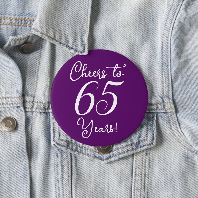 Cheers to 65 Years Autumn Purple Birthday Party 10 Cm Round Badge (In Situ)
