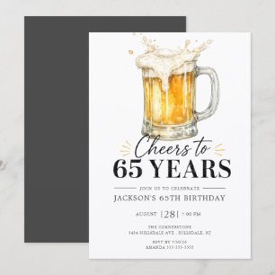 Cheers to 65 Years Birthday Invitation