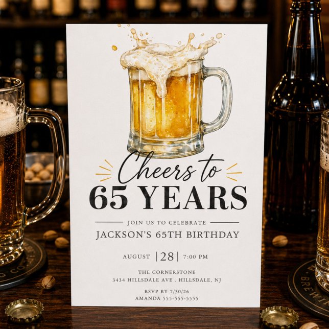 Cheers to 65 Years Birthday Invitation (Creator Uploaded)