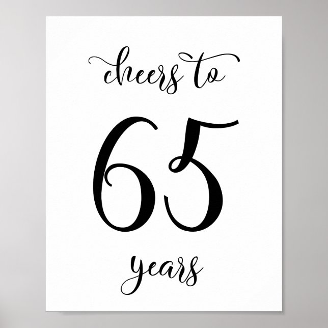 Cheers to 65 years birthday sign (Front)