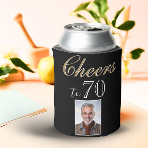 Cheers to 70 Photo 70th Birthday Can Cooler