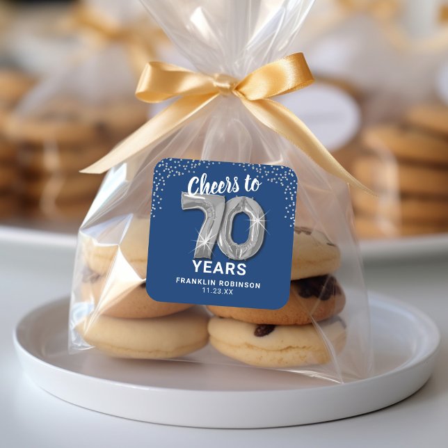 Cheers to 70 Years Adult Birthday Square Sticker (Creator Uploaded)