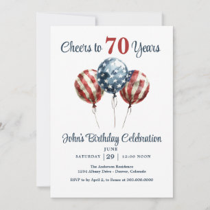 Cheers to 70 Years Birthday Party Invitation