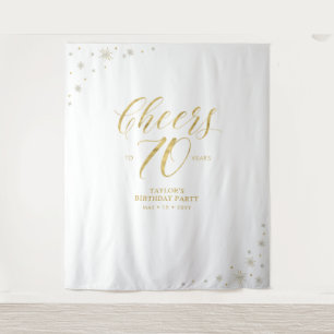 Cheers to 70 years Gold 70th Birthday Party Tapestry
