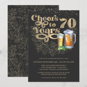Cheers to 70 Years Milestone Birthday Party Invitation